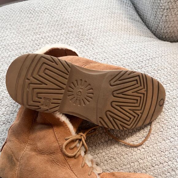 Ugg chestnut quincy boot sherpa lined womens 8.5 lace up suede leather ankle - Picture 7 of 11